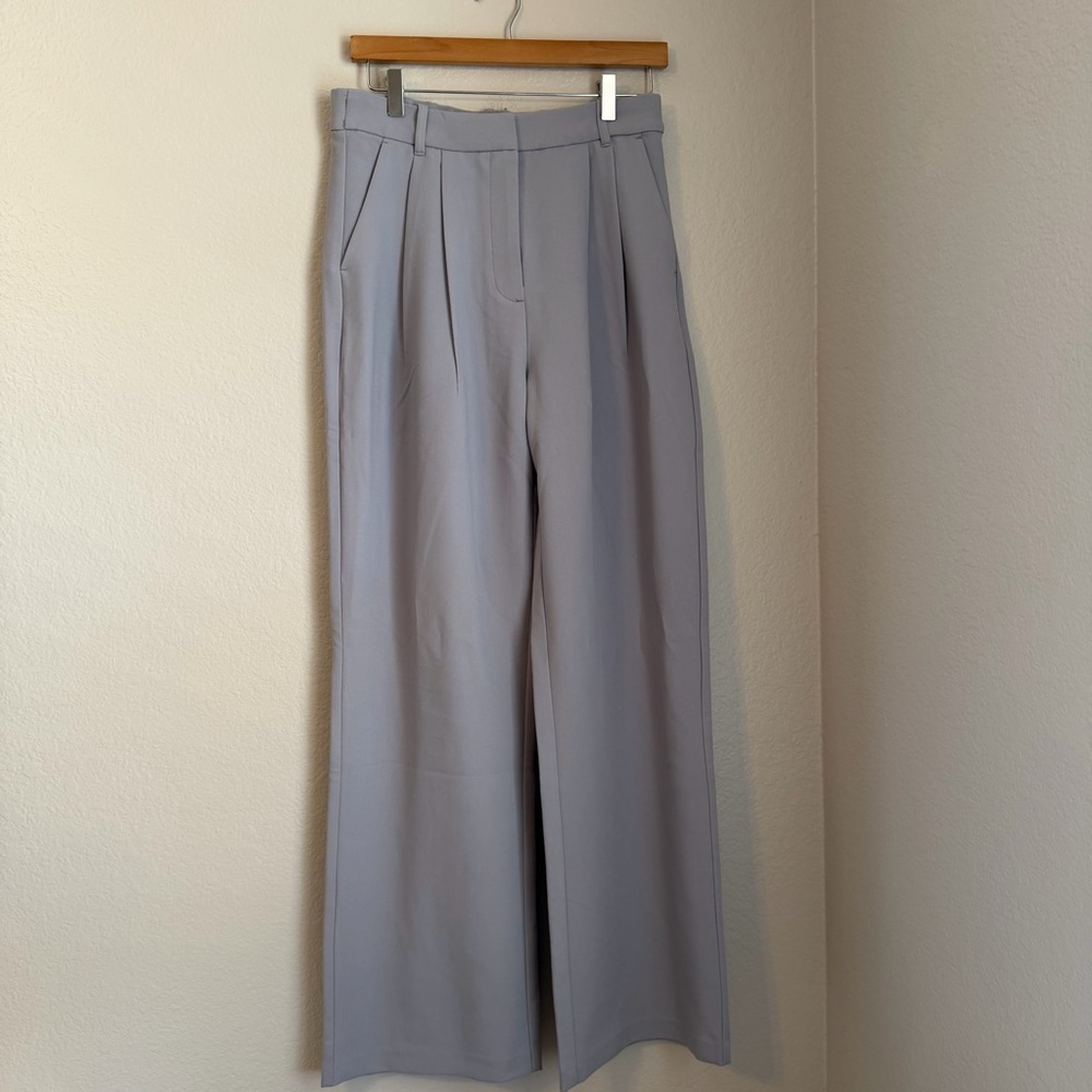 Abercrombie & Fitch Pale Gray Wide-Leg Trousers